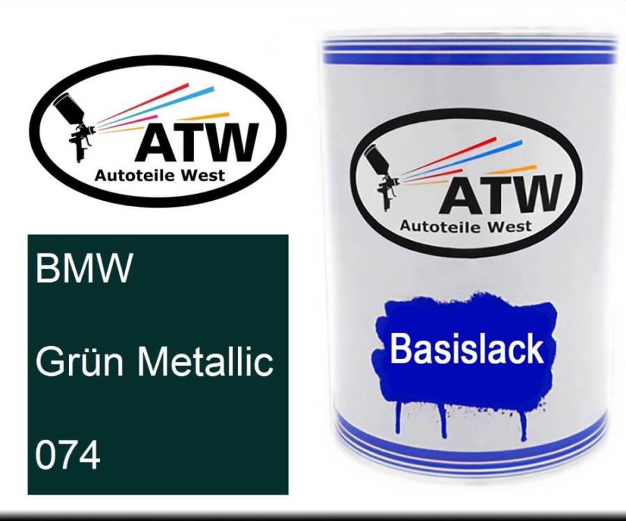 BMW, Grün Metallic, 074: 500ml Lackdose, von ATW Autoteile West.